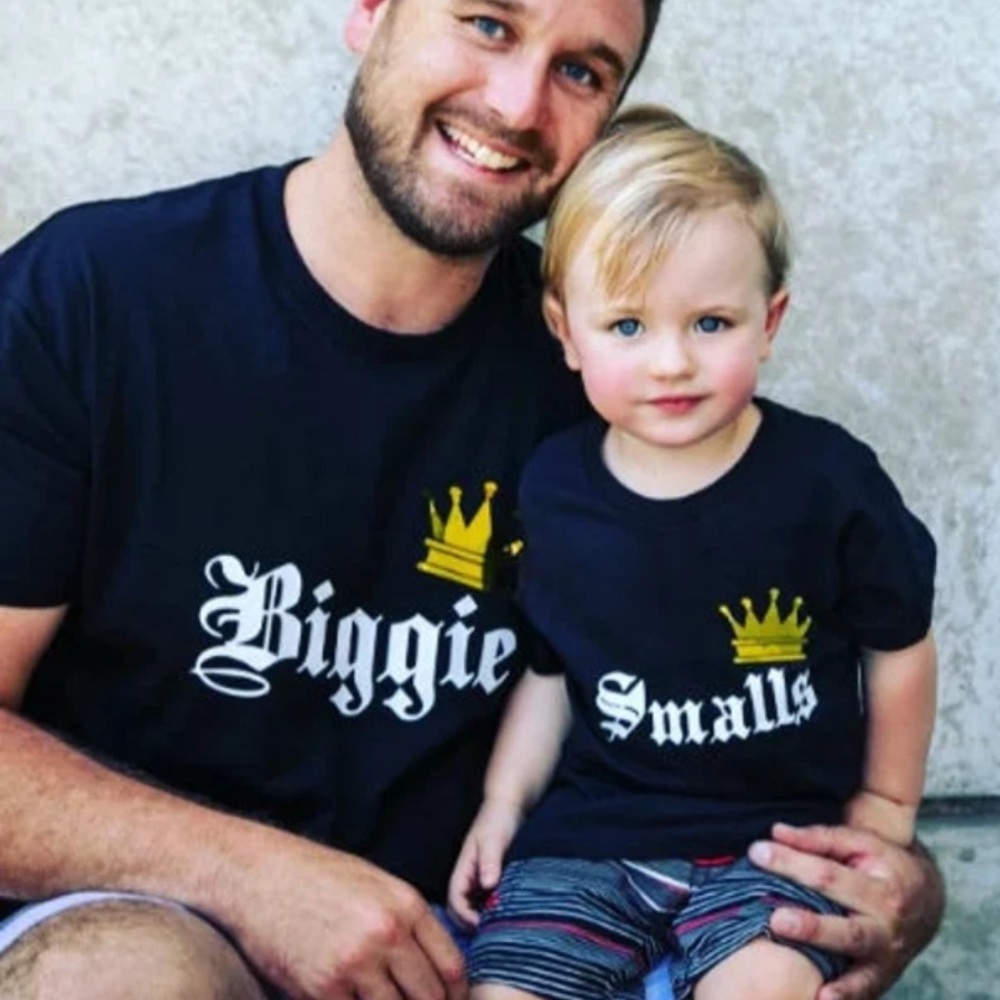 New Black Kids Shirt Set - Biggie & Smalls size men xl and kids 12 months